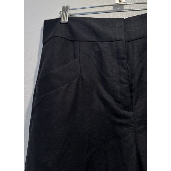 Club Monaco Women’s Size 6 High Waisted Linen Blend Black Shorts Pockets Modern - Picture 4 of 5